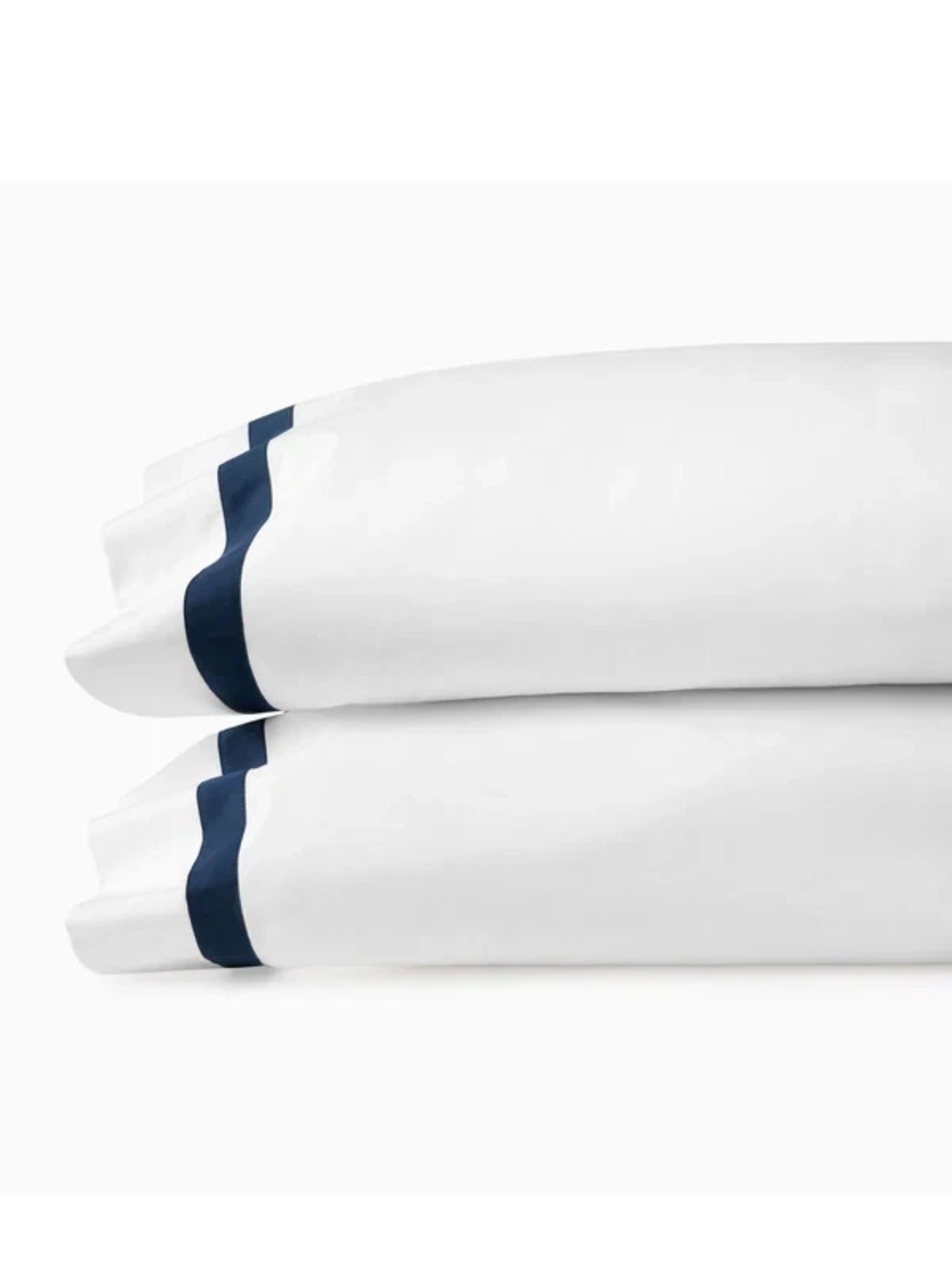 SFERRA White Pillowcases with Navy Trim